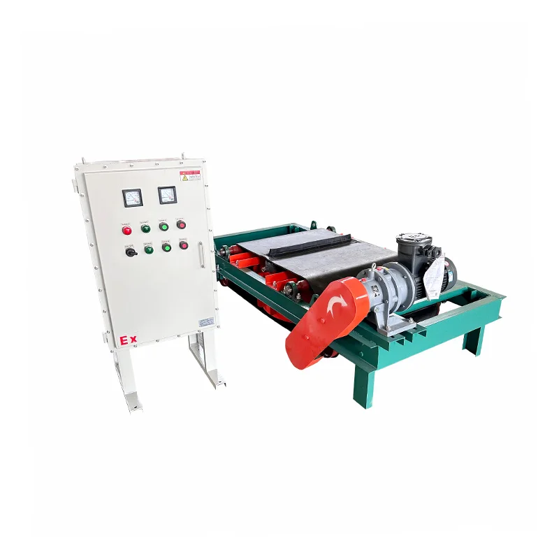 Heavy Duty Steel Suspended Overband Electromagnetic Iron Remover PLC Controlled Self Unloading Large Magnetic Penetration for