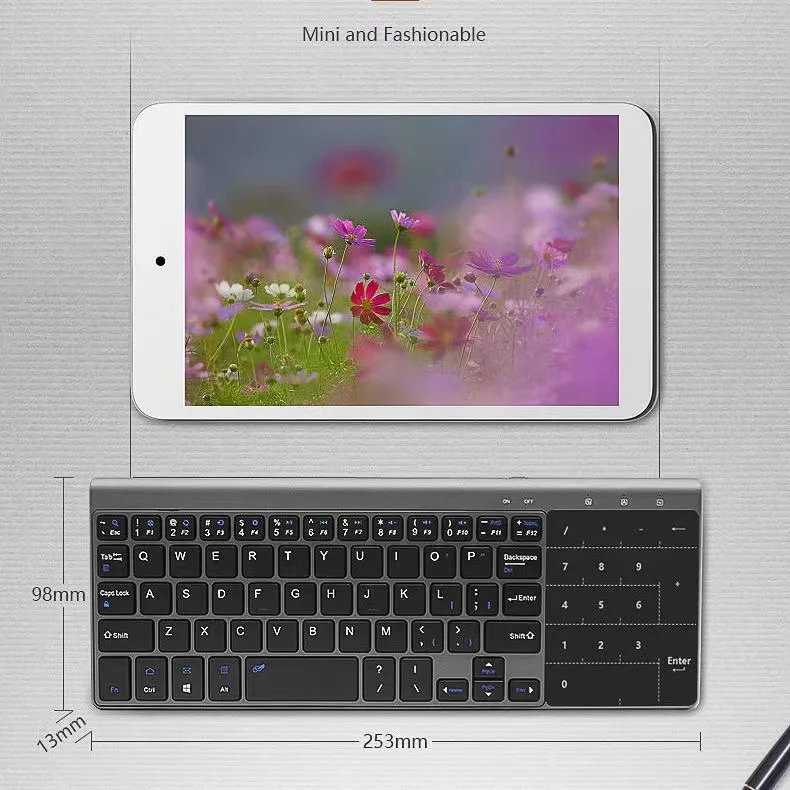

Mini 2.4GUSB Bluetooth wireless with trackpad numeric keyboard and mouse lightweight for tablet computer portable