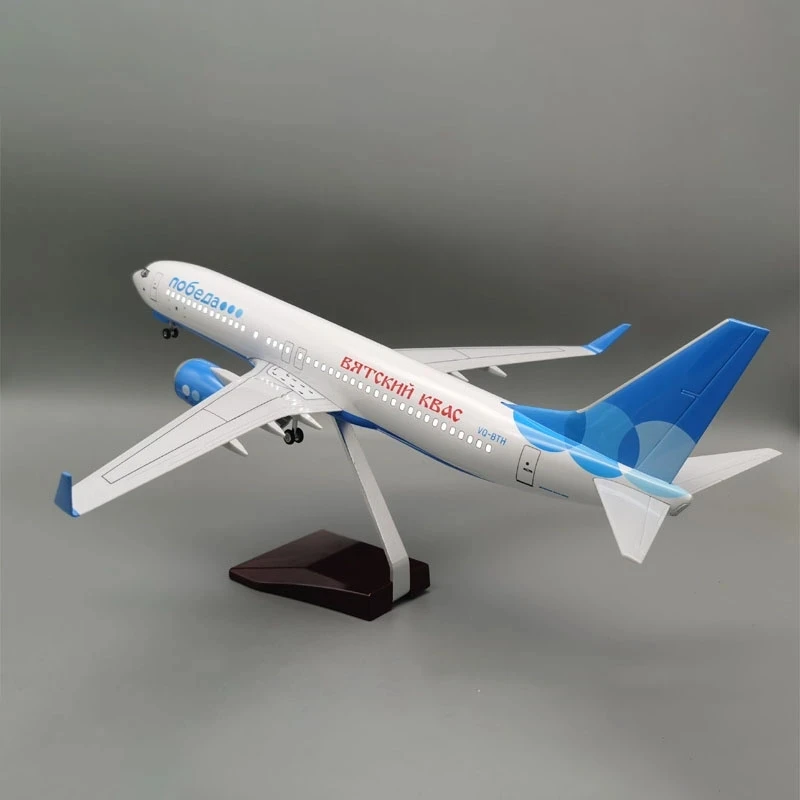 

47cm Plane Toy Airplane Model B737 Russian Victory Airlines Enthusiast Gift Resin Aircraft toys boys kids With Wheels & Led Ligh