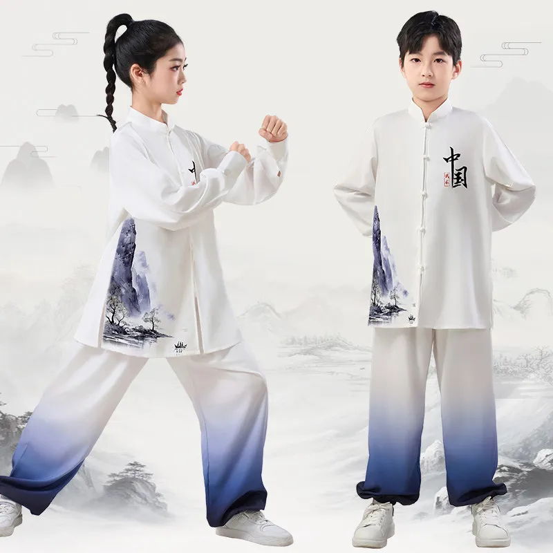 Children's Martial Arts Performance Uniform for Tai Chi & Fan Shows, Kids Training Practice Wear