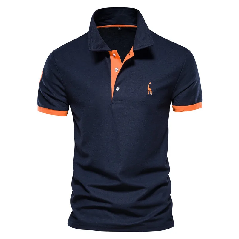 Men's Cotton and Breathable Fashionable Short-Sleeved Polo Shirt for Casual Wear Embroidered Golf Shirt for Business and Work