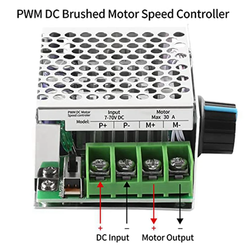 DCモータースピードコントローラー、調整可能なPWMモータースピードレギュレーター、7-70v、30a、12v、24v、36v、48v