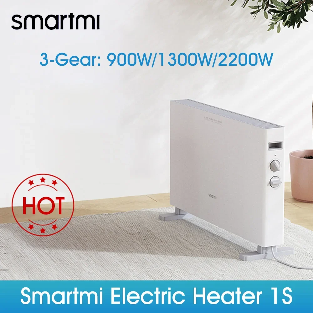 Smartmi-calentador eléctrico 1S DNQ04ZM para el hogar, radiador silencioso con flujo de aire fluido, práctico ventilador de pared para habitación, 900W/1300W/2200W