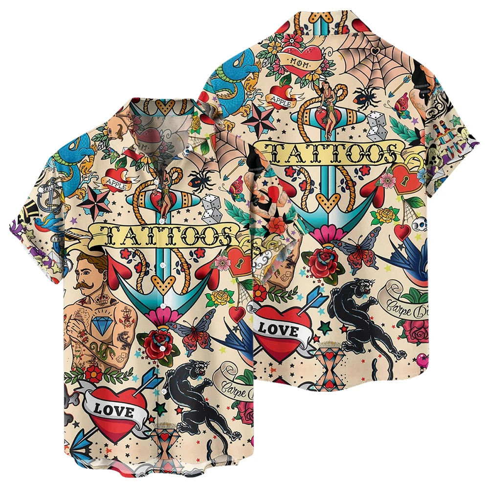 Camisa de manga corta con estampado Digital de Anime, camisa holgada de gran tamaño con estampado 3D de animales, Estilo Hawaiano, Verano