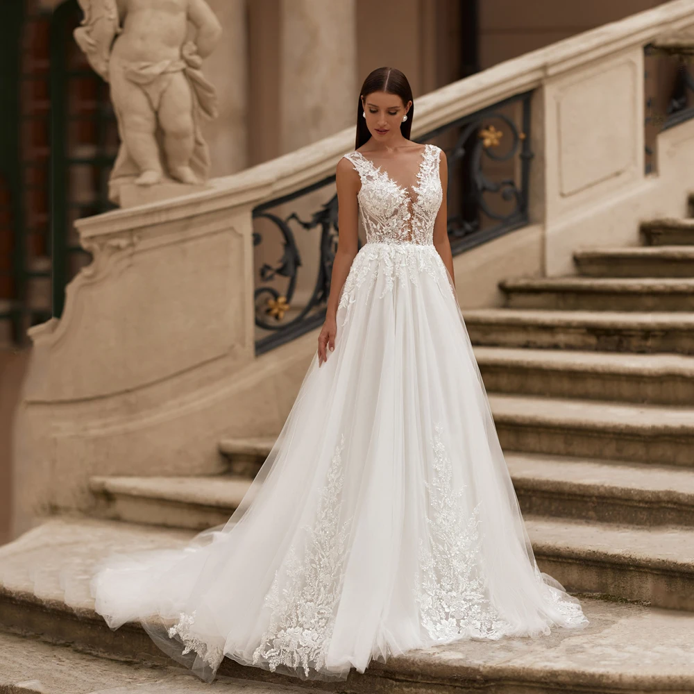 

Customized Boho Wedding Dresses Sleeveless Scoop Neck Beaded Backless Bride Gowns 2025 Women A-Line Beach vestidos de novia