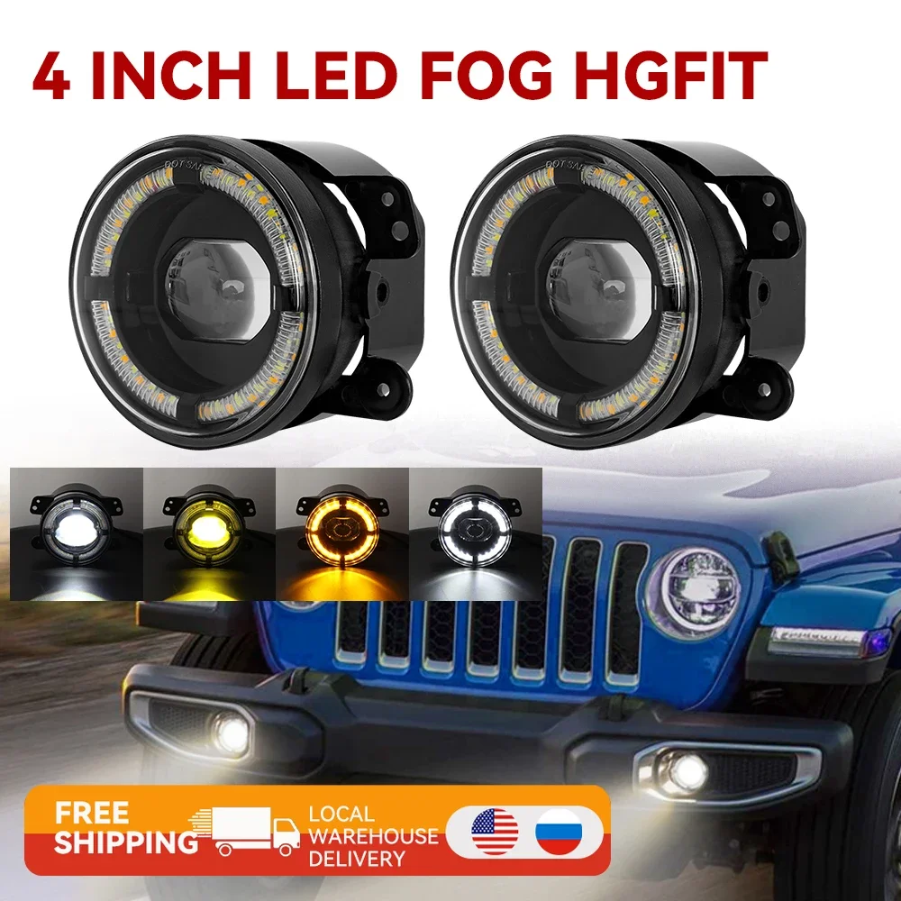 

2 PCS 4Inch Fog Lights for Jeep Wrangler JK LJ TJ Dodge Journey Magnum Off Road LED Passing Angel Eye Fog Lamps