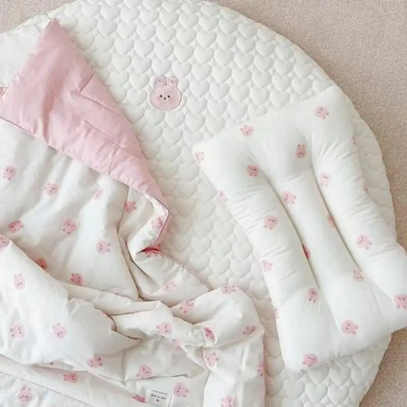 y88d الطفل صديق دائري ملعب سجادة القطن مع تطريز جميل سجادة الحضانة سميكة الدائرية للحضانة