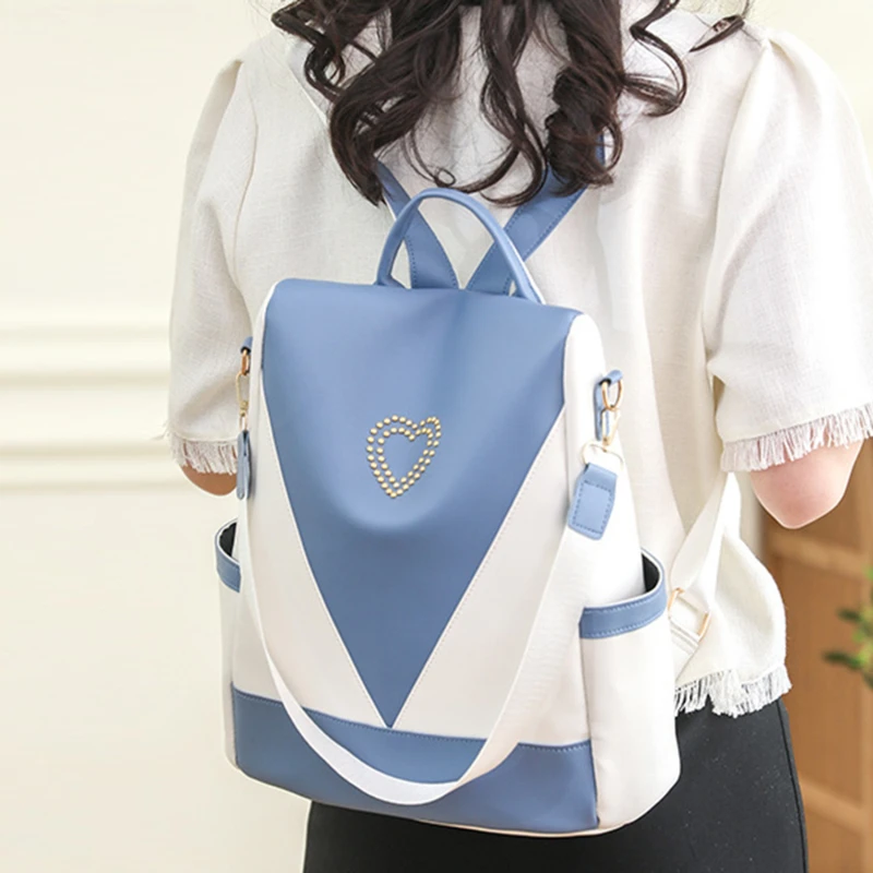 Large Capacity Women's Shoulder Bag Love Color Collision With Diamond Travel Bag Cross-border Schoolbag Spot Wholesale Schoolbag