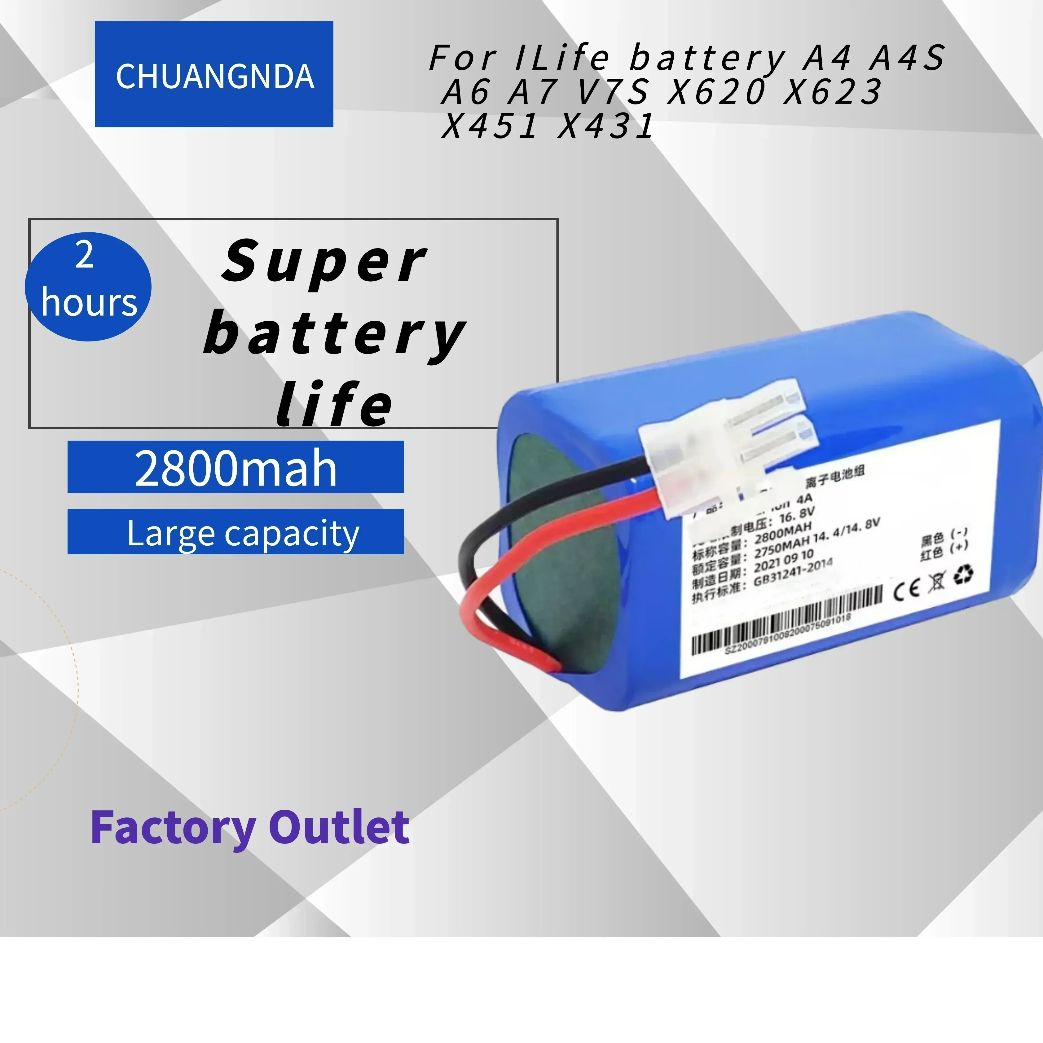 

SU 100% original Rechargeable Battery 14.8V 6800mAh robotic vacuum cleaner accessories parts for Chuwi ilife A4 A4s A6