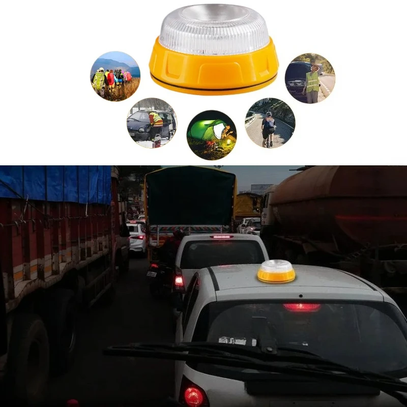 For Vehicle V16 Magnetic LED Warning Light Emergency Beacon Car Roof Flashing Safety Lamp Light Portable Roadside Alert Parts