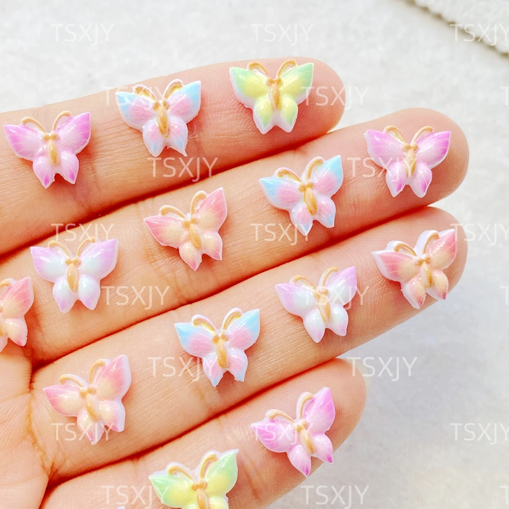 100Pcs Cute Mini Colorful Butterfly Nail Art Resin Designer DIY Craft For Nail Decorations Jewelry