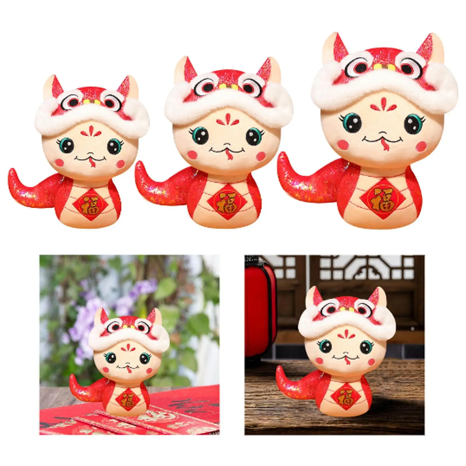 ตุ๊กตางูผ้าพลัฌ ของเล่นตุ๊กตางูนุ่มสบาย ของที่ระลึกร้านอาหาร ปี 2025 ตุ๊กตางูจีน