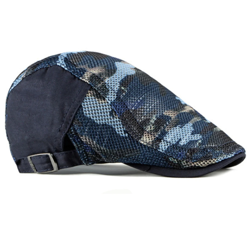 HT4762 القبعات الربيع الصيف كاب رياضي شبكي قبعات للحماية من الشمس للرجال النساء التمويه اللبلاب قبعة مسطحة قبعة البيريه الذكور الإناث قابل للتعديل قبعة بيريه