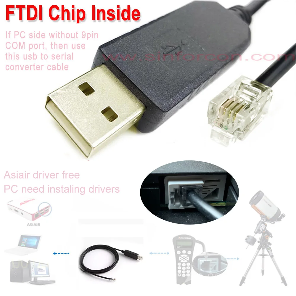 

USB RS232 RJ9 for Celestron Nexstar Hand Controller Firmware Upgrade Flash Download SLT127 8SE 4SE Mount PC Asiair Goto Cable