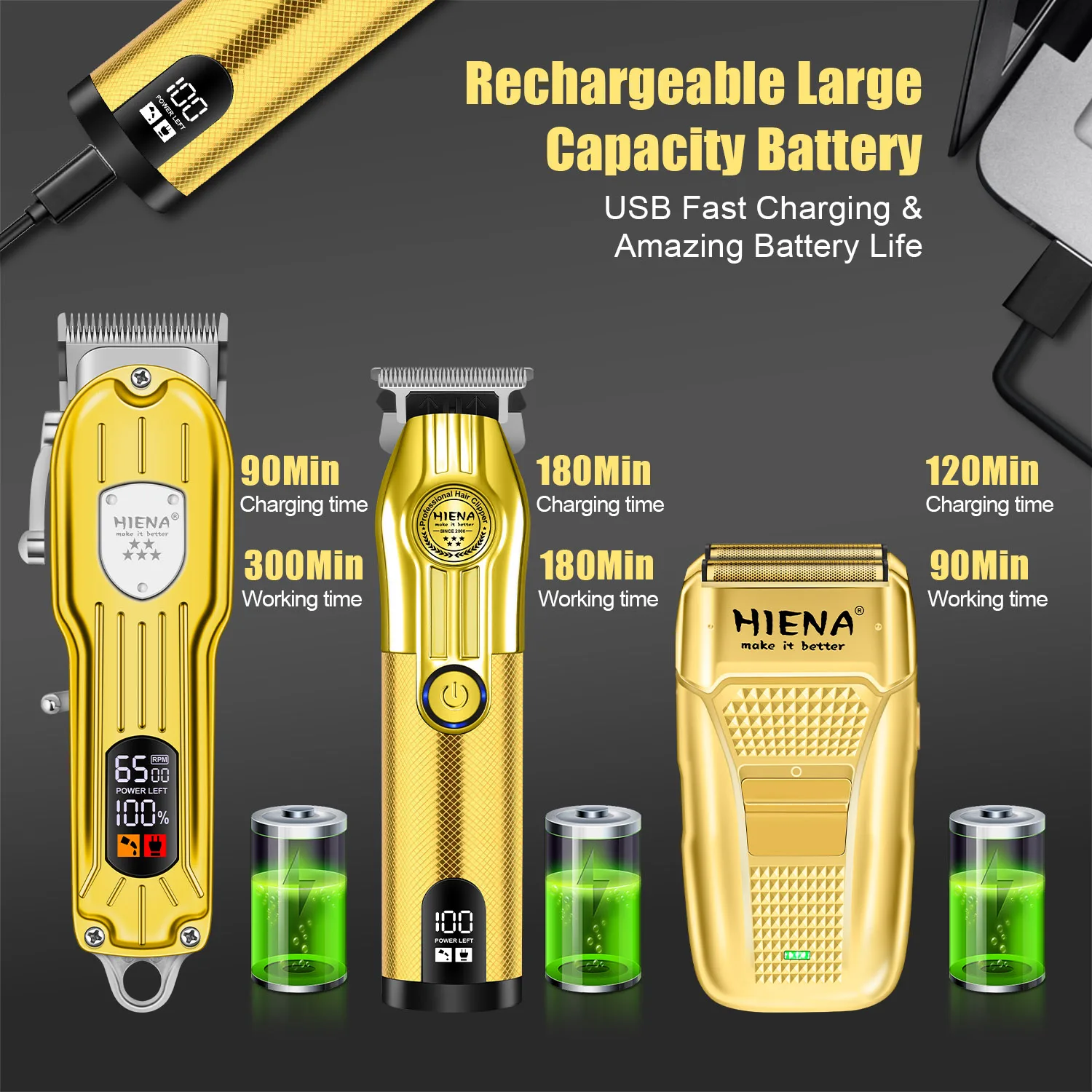 مجموعة تصفيف الشعر الكهربائية الاحترافية للرجال USB قابلة للشحن اللاسلكي لتصفيف الشعر أداة تهذيب اللحية للحلاقين والمصففيين