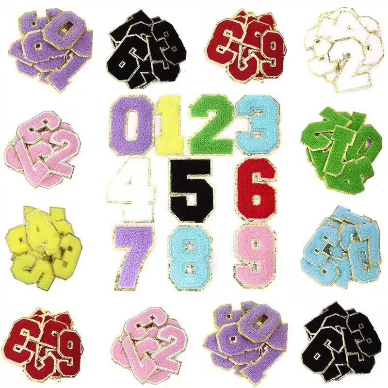 10 Stuks Kleurrijke 0-9 Nummer Ijzer Op Patches Voor Kleding Diy Borduren Applique Smeltbare Patch Diy Strijken stickers Badge