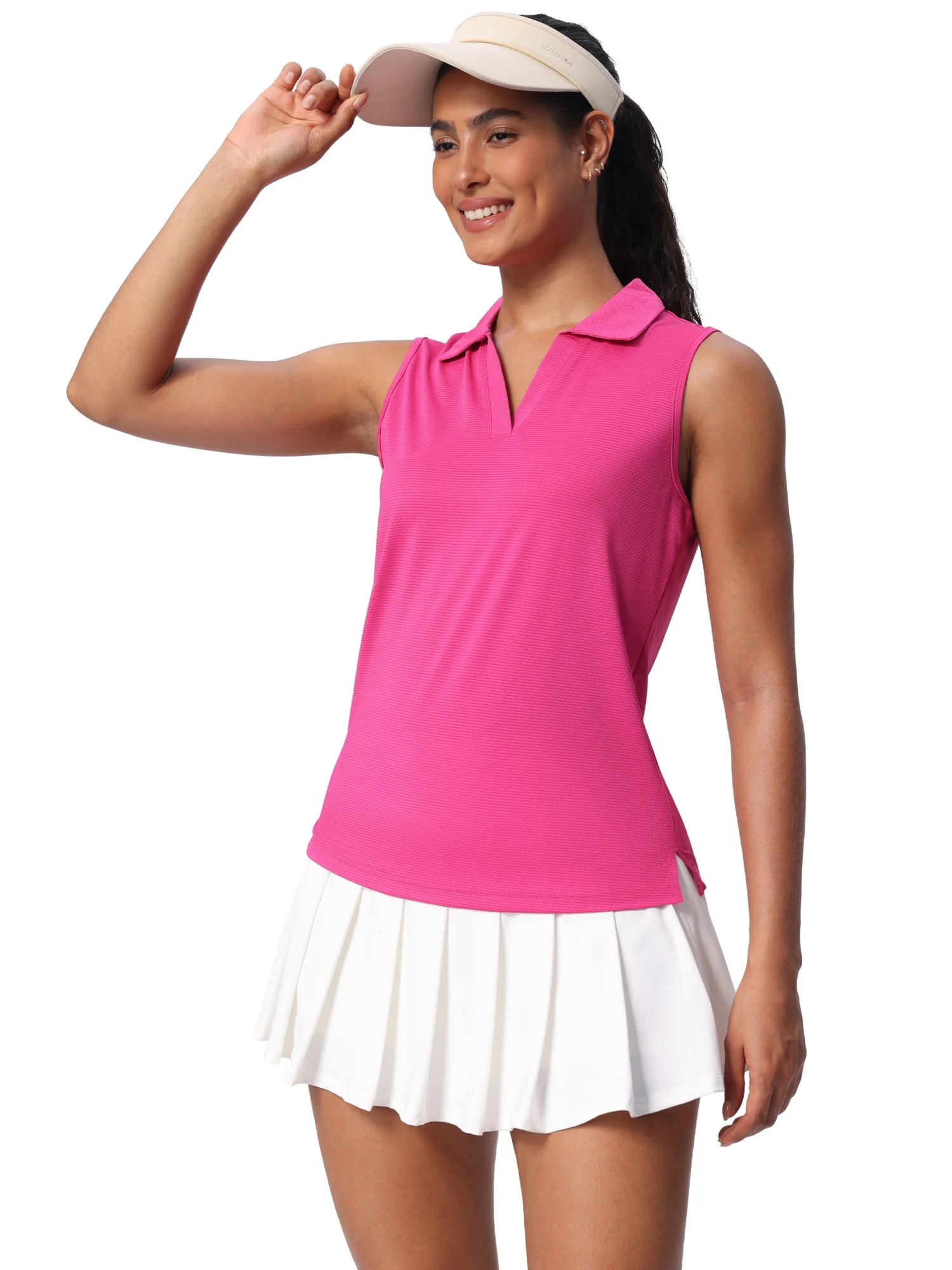 Camicie da golf senza maniche da donna UPF 50+ Polo da tennis ad asciugatura rapida Canotte sportive leggere e atletiche