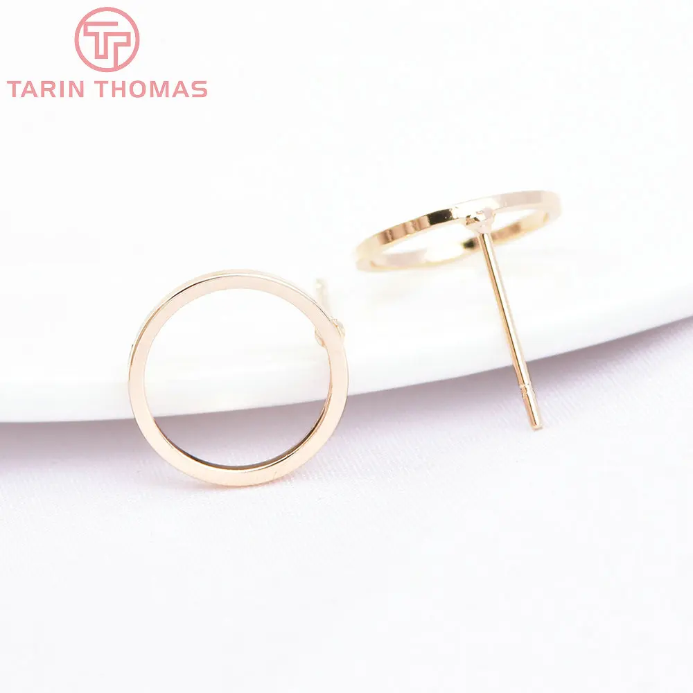 (3704)12PCS 24K Gold Color Plated Brass Shaped Stud Earrings for Jewerly Making Diy Jewelry Findings Accessories wholesale