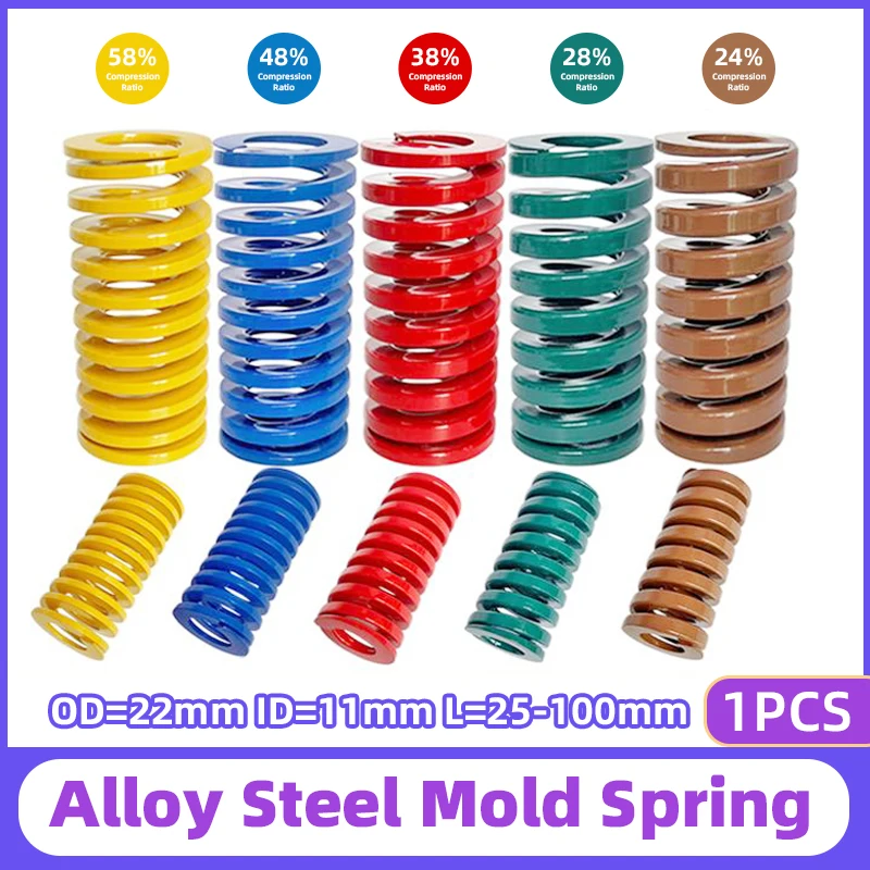 Creamily 1PCS Mould Die Spring OD22m ID11mm Mould Spring Spiral Stamping Compression Spring Length25-100mm For 3D Printed or Car