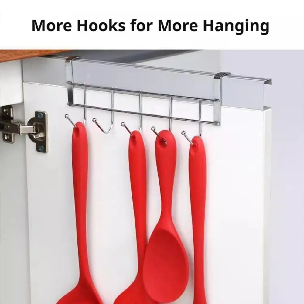 1/2/3pcs Stainless Steel Over Cabinet Door Hook No Drill Over Door Rack Organizer Space Saving Hanger for Kitchen Cabinet Home