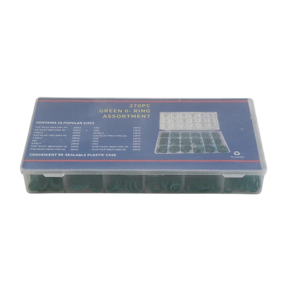 

The Complete O Ring Set for Car Air Conditioning Repair 270pcs 18 Sizes HNBR Rubber O Rings Kit with Plastic Case