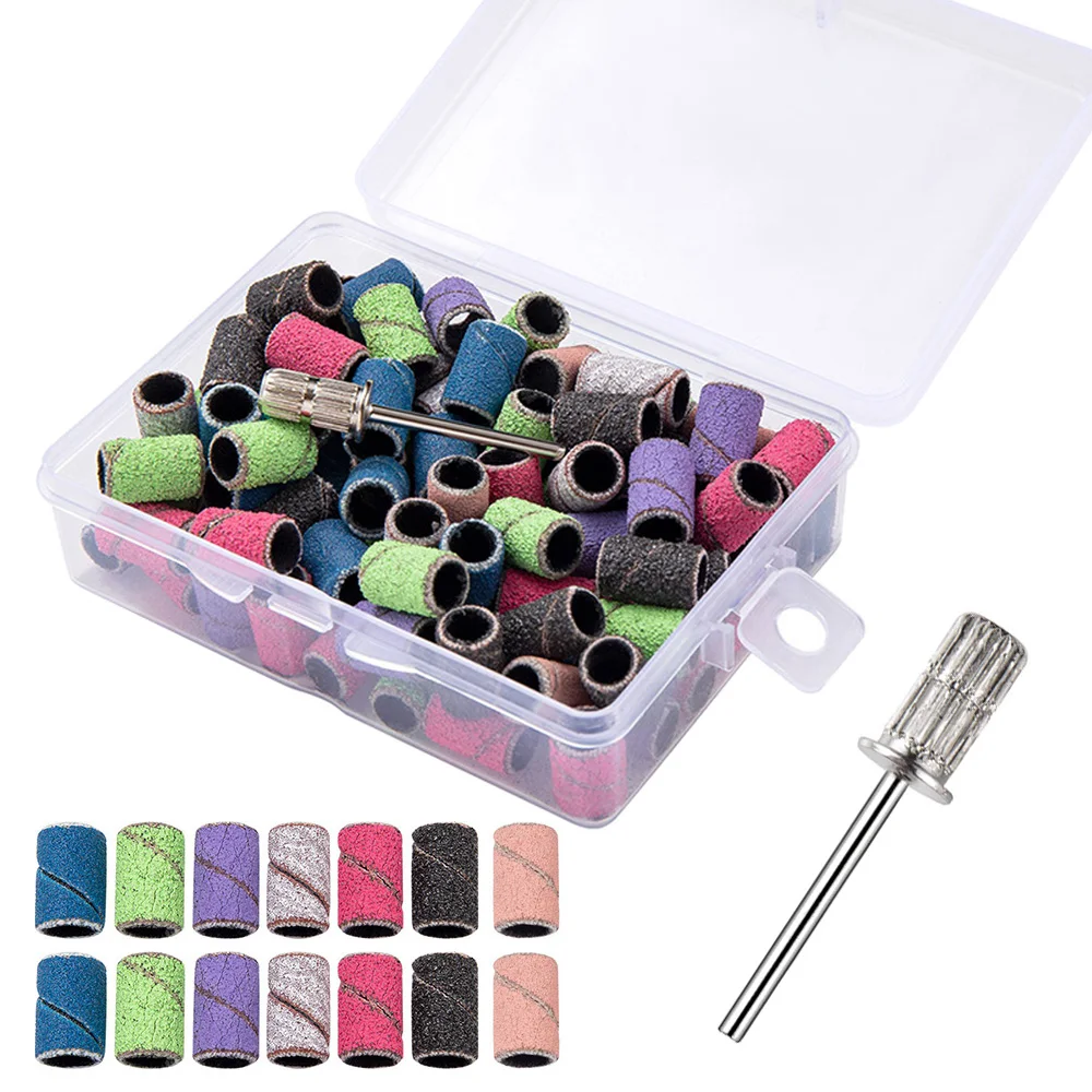 100/210pcs Carbide Nail Drill Bits Set Electric Nail Drill Bit with Small Sanding Bands For Gel Removal Polishing Manicure Tool