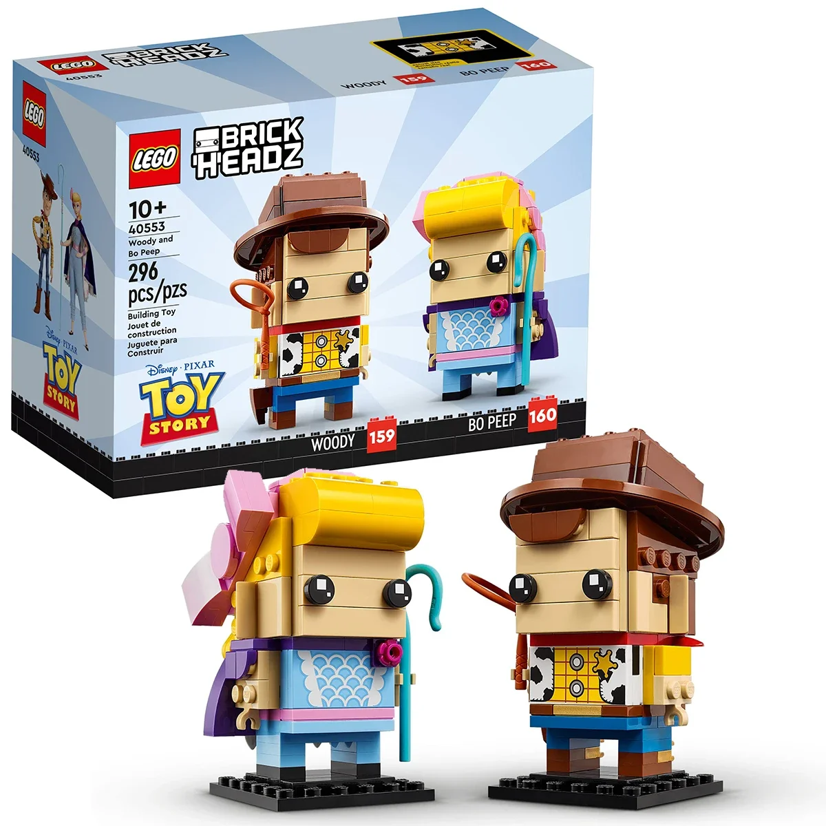 LEGO ®   BrickHeadz ™   Estilo Constrible Disney y Pixar's Toy Story y Toy Story 4 Figuras, Woody y Bo Peep (40553) 296 Piezas