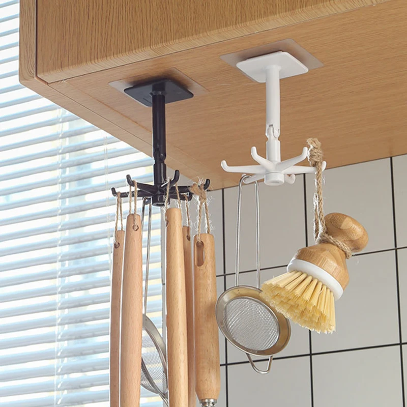 Universal  Kitchen Hook Multi-Purpose 360 Degrees Rotated Rotatable Six-claw Rack Organizer Storage Spoon Hanger Accessories