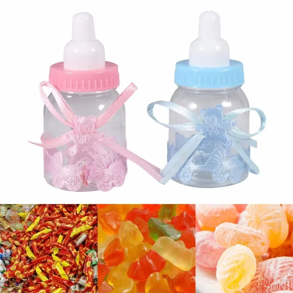 

12pcs Clear Candy Chocolate Boxes Plastic Feeder Feeding Bottle For Wedding Party Birthday Baby Shower Favors Maternity Gifts