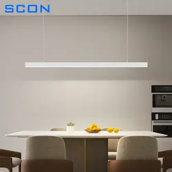 SCON-luces colgantes lineales modernas, iluminación de tira larga LED minimalista para mesa de comedor, sala de oficina, lámpara colgante de cordón, Lustre