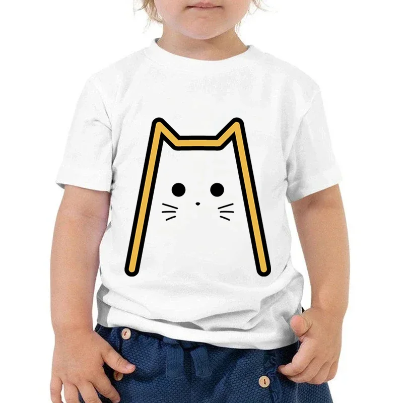 Funny Cats Anime Alphabet A B C D Print Boys Girls T-shirt Animal 26 Letter Streetwear Fashion Short Sleeve Cartoon Kids Tshirt