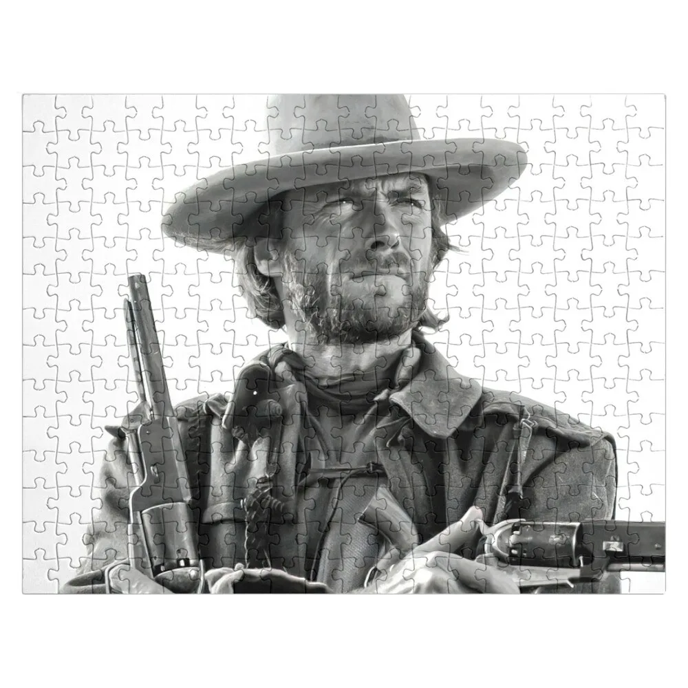 

Clint Eastwood, Black and White, Vintage Cowboy Wall art Jigsaw Puzzle Personalized Toy Wood Name Puzzle Custom Kids Toy