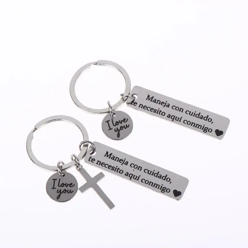 Drive Safe Spanish Keychain Waterproof Engraved Key Holder for Men New Driver Boyfriend Birthday Gift