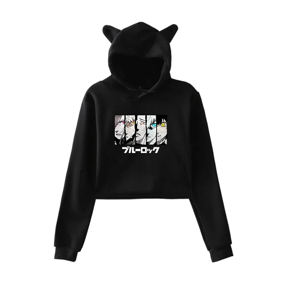 Blue Lock Isagi Yoichi Hoodie Vintage 90s Streetwear Hoodie Merch Hoodies Sweatshirts for Girls Cat Ear Crop Fashion women