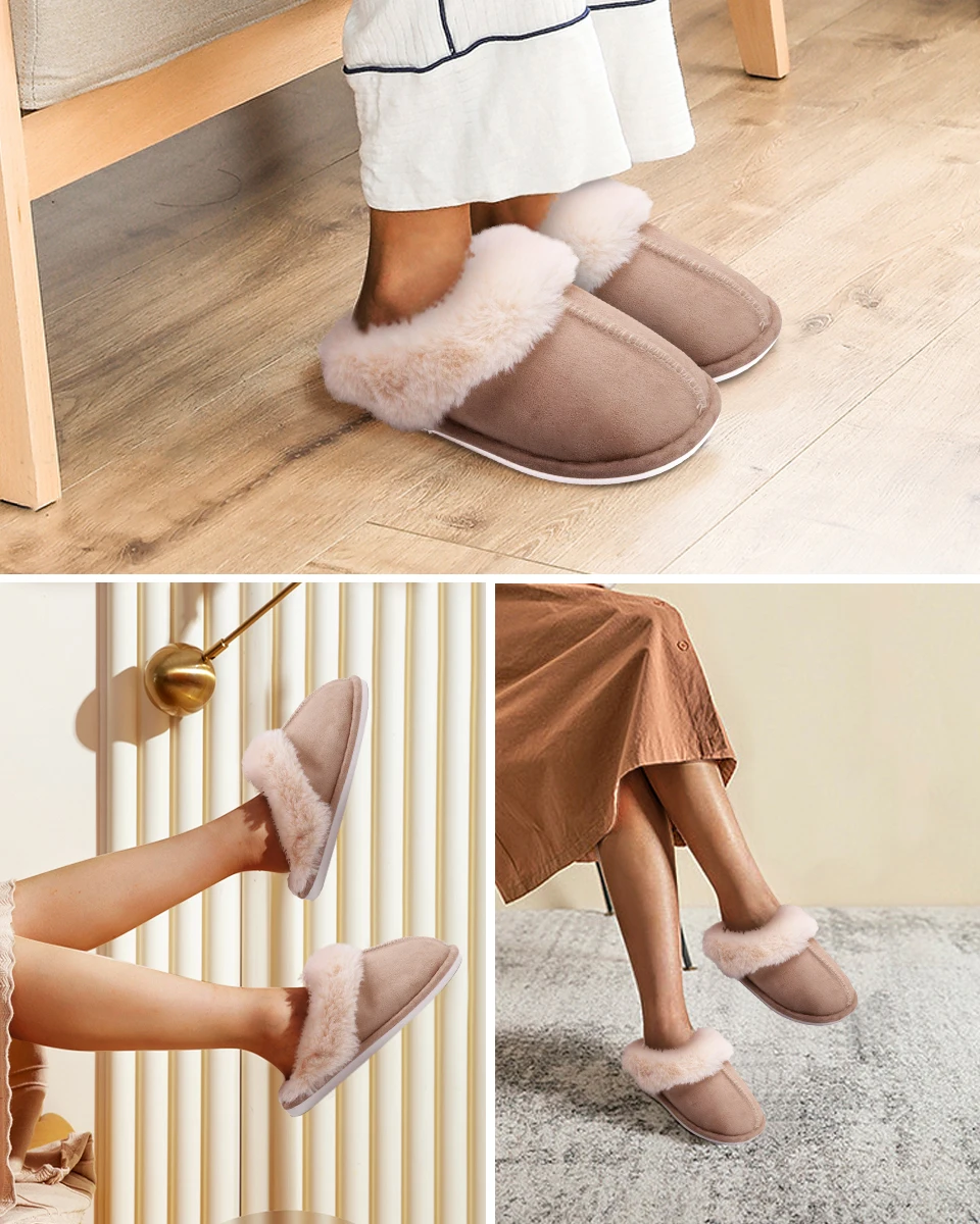 Plush Bedroom Slippers, Memory Foam Shoes Fluffy Winter House Shoes Indoor and Outdoor,Fashionable Women Home