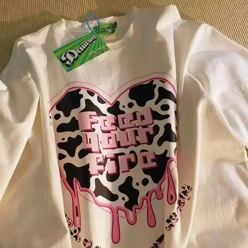 الأمريكية الحب إلكتروني طباعة تي شيرت الصيف النساء لطيف القلب قصيرة الأكمام الجرافيك Harajuku تي شيرت غير رسمي Harajuku تيز القمم