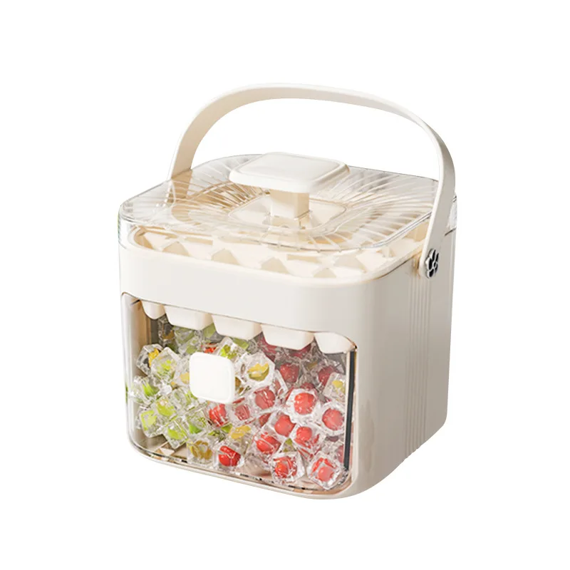 اضغط على صينية مكعبات الثلج ذات سعة كبيرة، صانع كرات الثلج للاستخدام المنزلي، صغير محمول للطعام