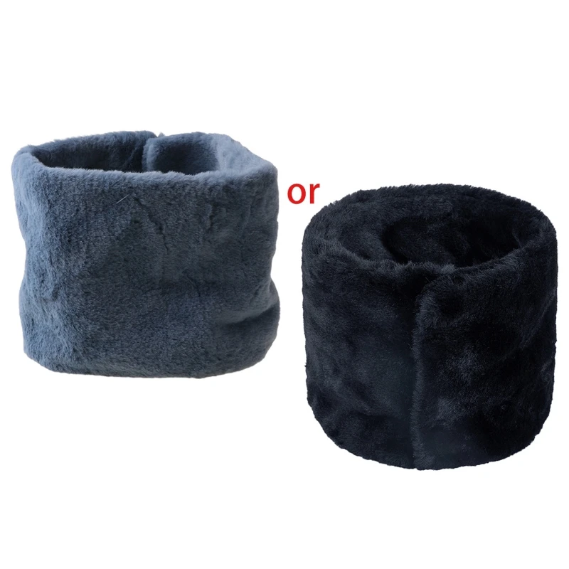 

Women Men Winter Thicken Furry Plush Neck Warmer with Buttons Simple Solid Color Outdoor Windproof for Infinity Circle Loop