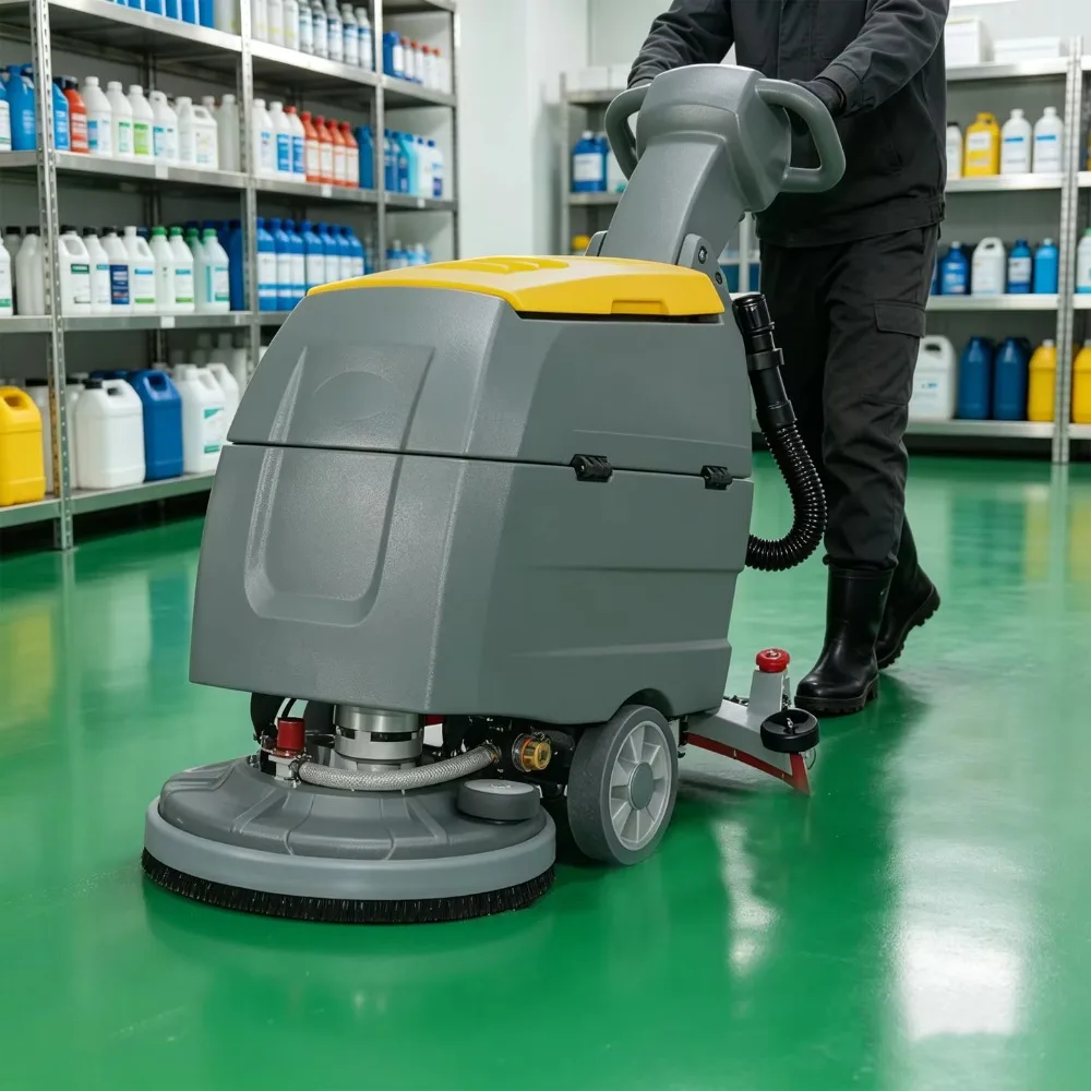 40L Industrial Floor Scrubber and Dryer, Cleaning Machine, Wet and Dry Floor Washer, Commercial Floor Cleaner