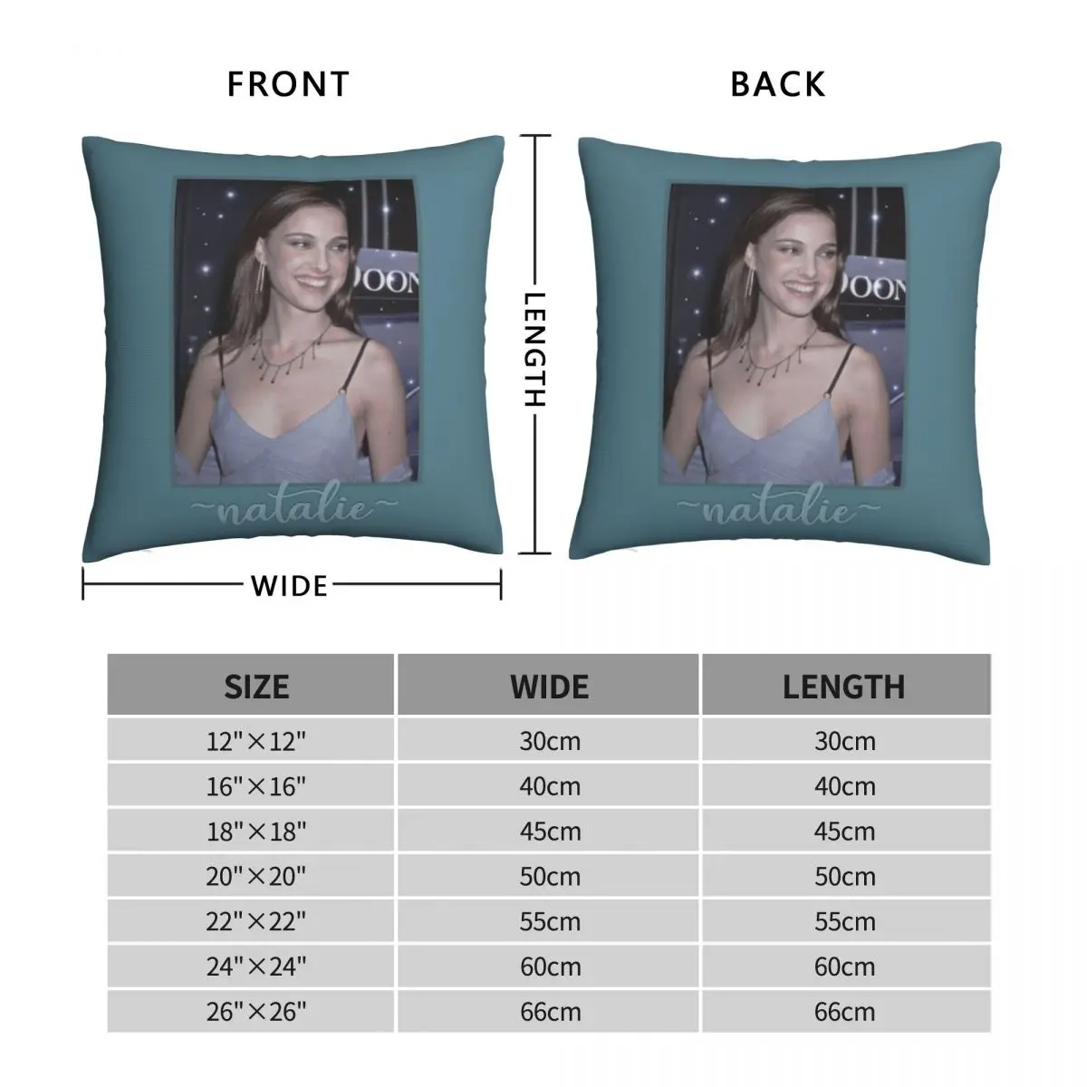 Natalie Portman 1999 Square Pillowcase Polyester Linen Velvet Creative Zip Decor Throw Pillow Case Home Cushion Cover 18