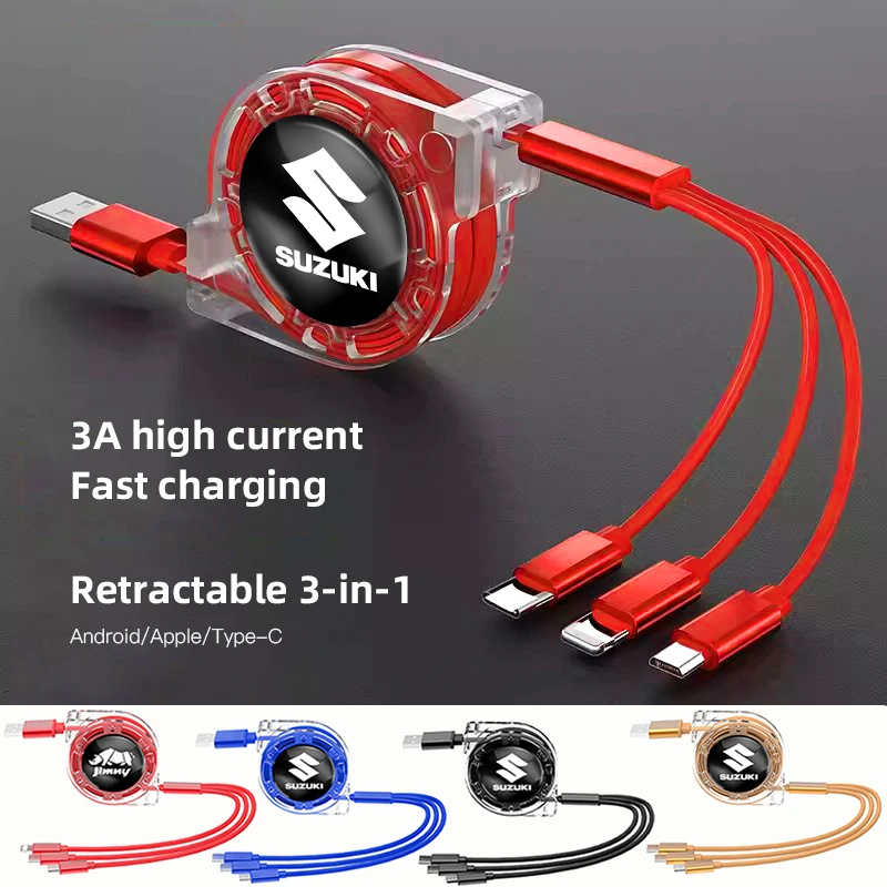 

Зарядный кабель Micro USB Type C 3 в 1, мульти-зарядное устройство для Suzuki Jimny Swift Samurai Vitara SX4 Alto Kaiser Ingnis DZire Swace