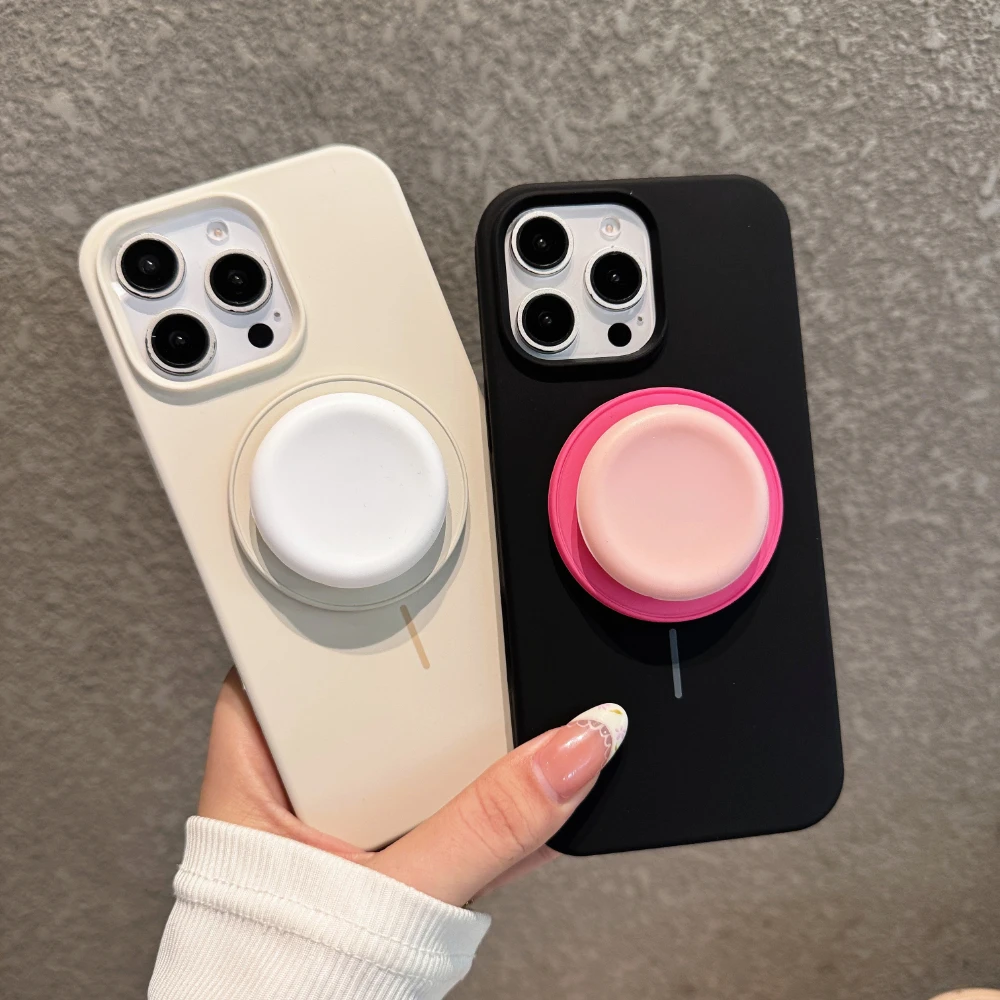 

Candy Color Magsafe Wireless Charge Stand Holder Phone Case For iPhone 11 12 13 14 15 16 Pro Max Magnetic Bracket Bumper Cover