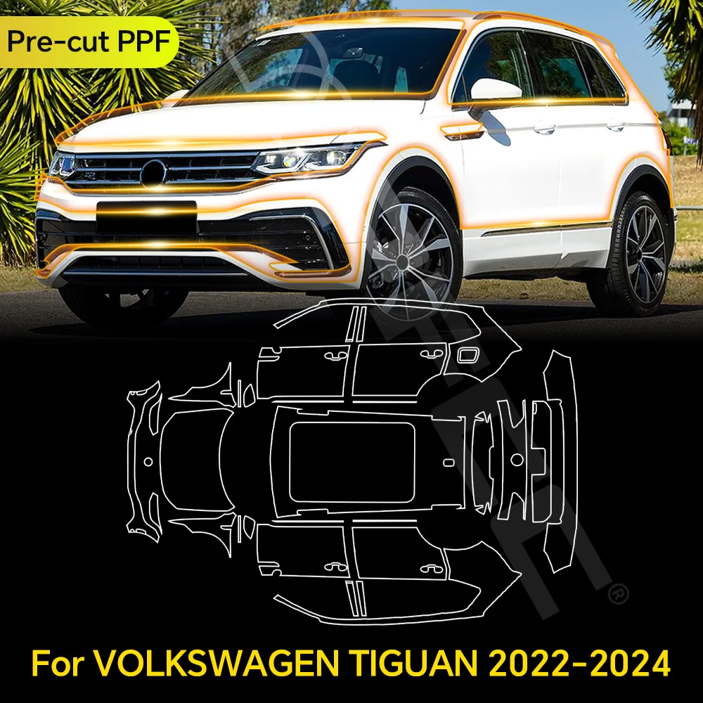 

For Volkswagen TIGUAN 2022-2024 TPU Paint Protection Film Clear Bra Pre-cut PPF Car Body Anti-scratch Resistant Self-adhesive
