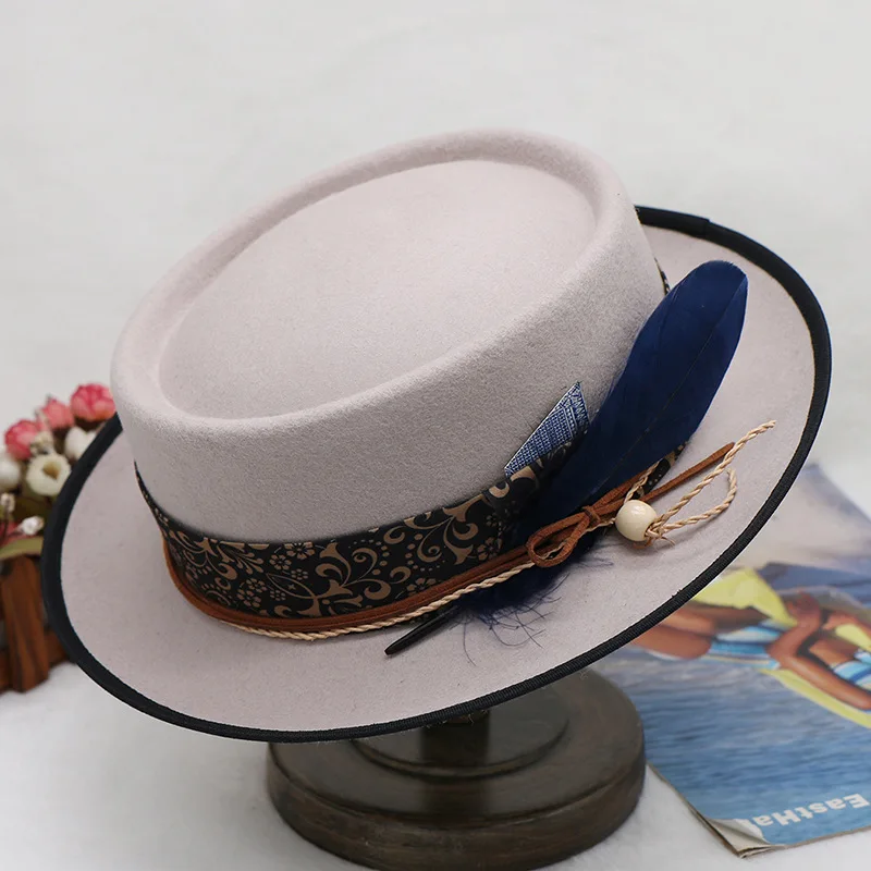 

New Product Recommendation Hot Sale Pure Wool Ring Top Bow Fedora Hat Men's And Women's Autumn And Winter Hat