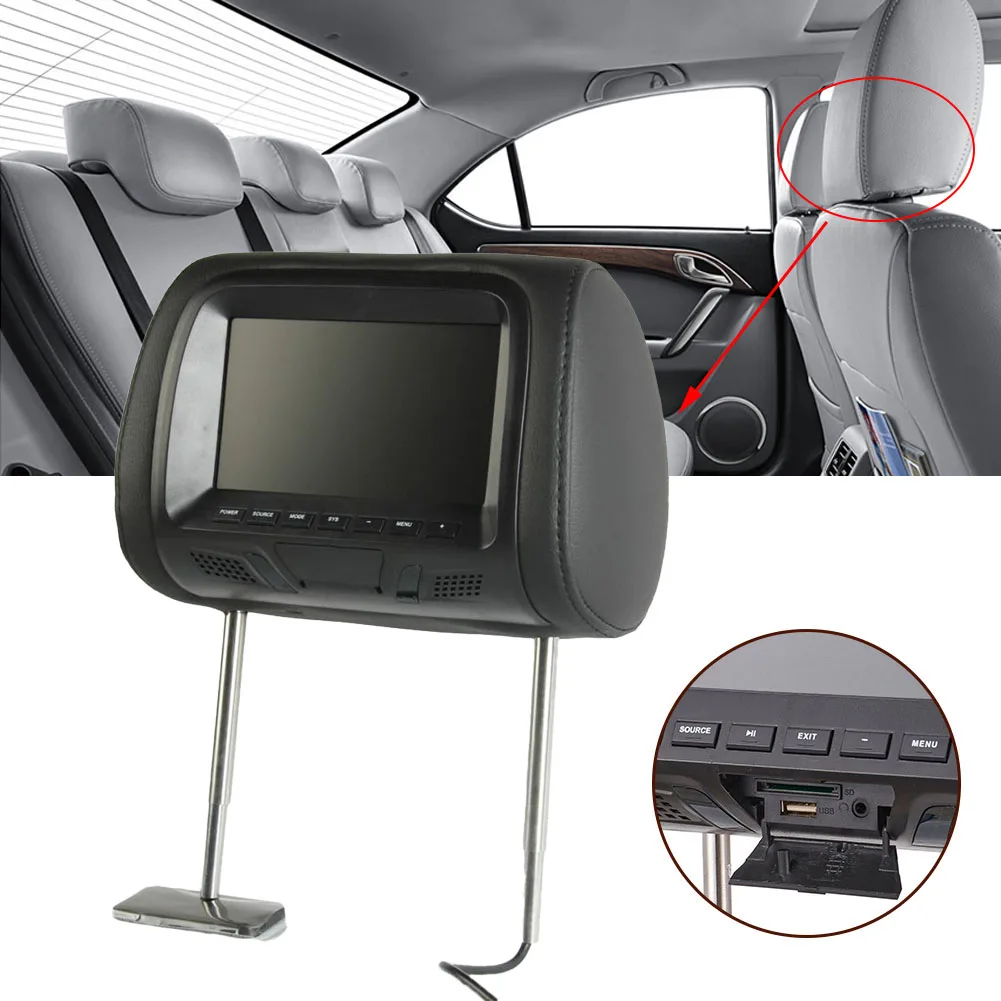 

7inch Multimedia Player Car Backrest Multimedia Player MP5 Display Automobile Head Pillow Headrest Display SD Card 12V/0.6A