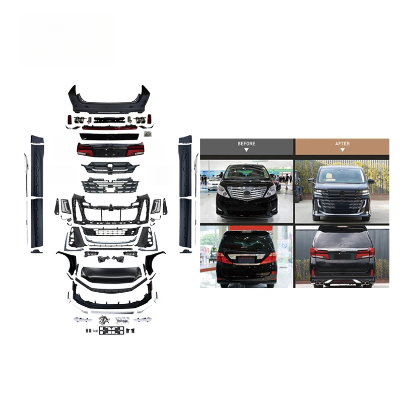 High Quality Liush Style Body Kit Front Rear Bumper Side Skirts Upgrade Parts Fit for Alphard 20 Series Convert to 40 Series Vel