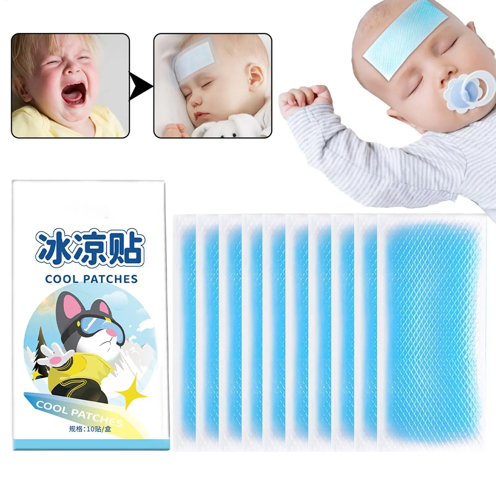 10PCS Cooling Gel Patch Long Lasting Cooling Sticker Outdoor Camping Hiking Summer Heat Relief Sports Forehead Cooling Patches