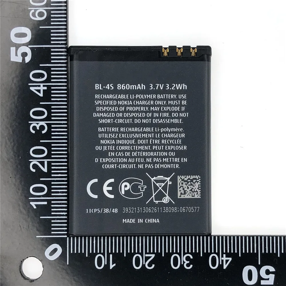 BL-4S BL4S Li-ion Phone Battery For Nokia 2680s/3600s/7610s/6208c/X3-02/7100s/ BL 5CA E50 E60 N70 N71 N72 N91 C2-01 C1-00 860mAh