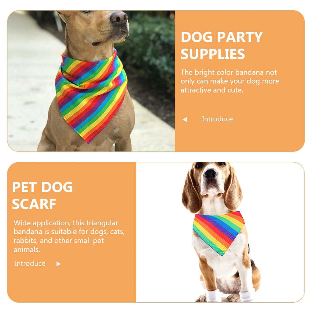 

Rainbow Triangle Scarf Dog Bandana Polyester Breathable Adjustable Knot Pet Party Costume Small Size Bright Color Outdoor