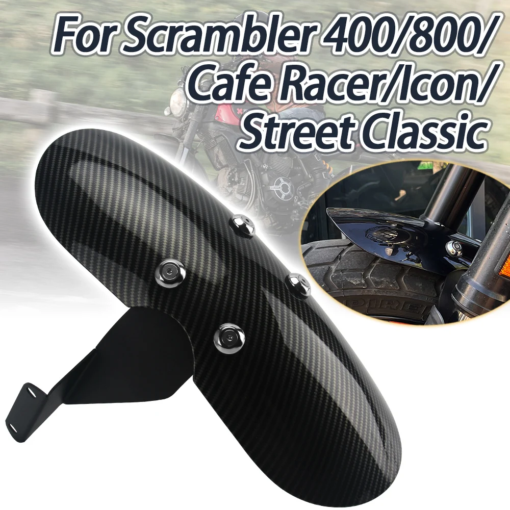 Motorcycle Front Fender Mudguard Splash Cover For Ducati Scrambler 800 400 Cafe Racer Icon Street Classic Sixty2 Carbon Look